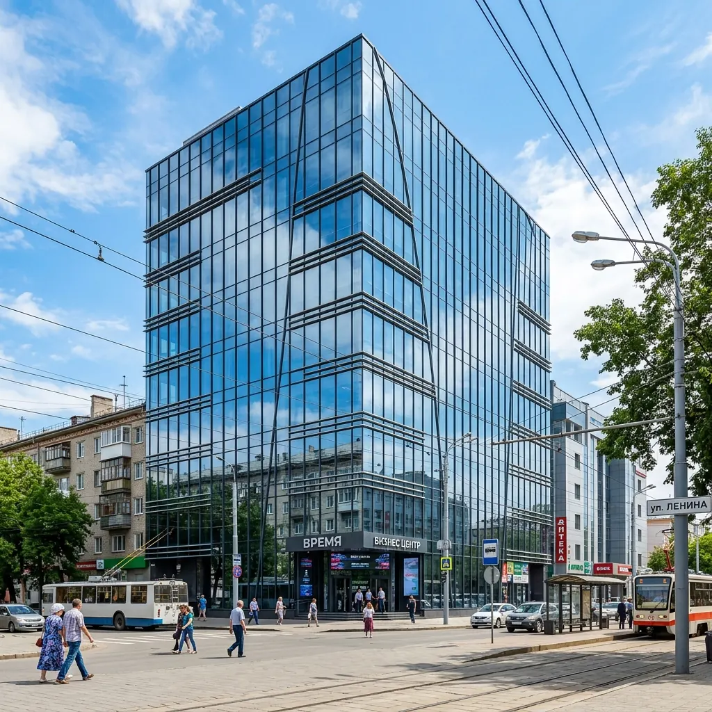 Фасадное остекление бизнес-центра, выполненное компанией