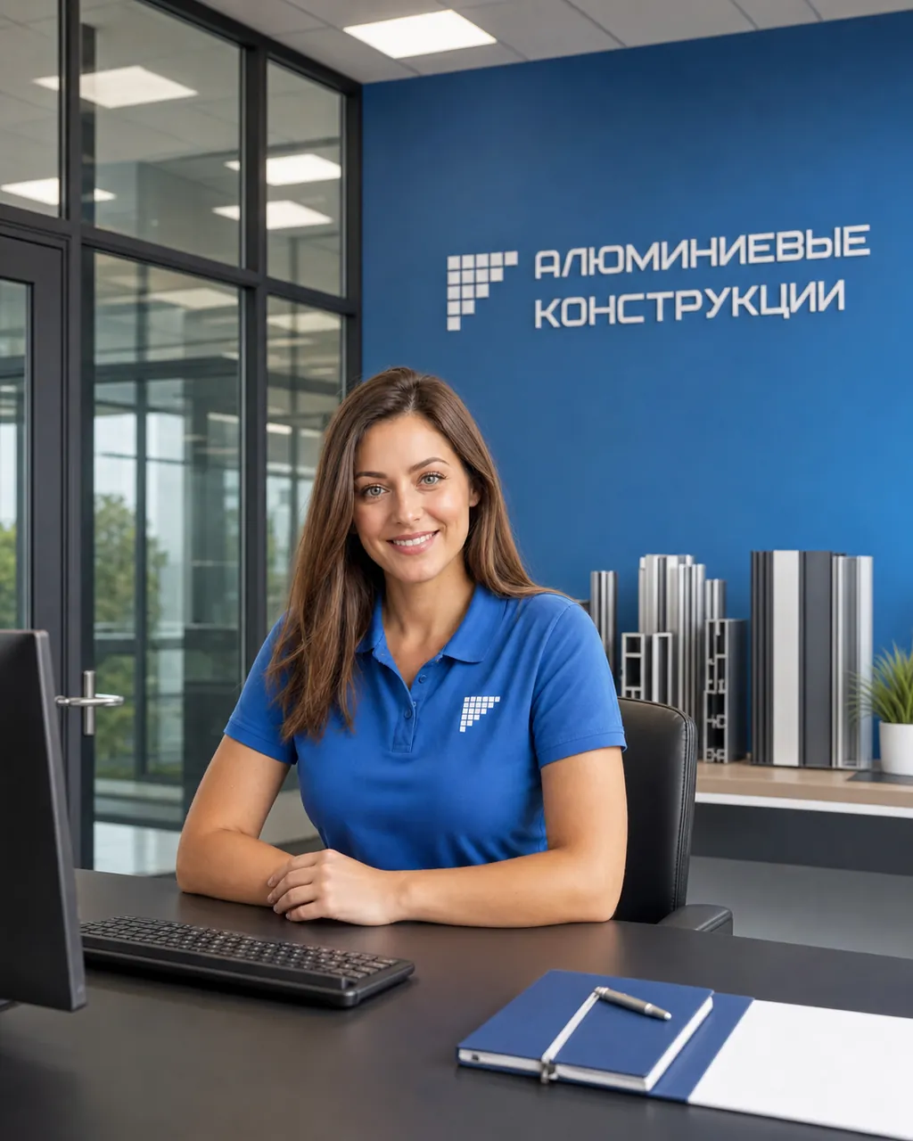 Менеджер отдела продаж ГК «Алюминиевые конструкции» на рабочем месте